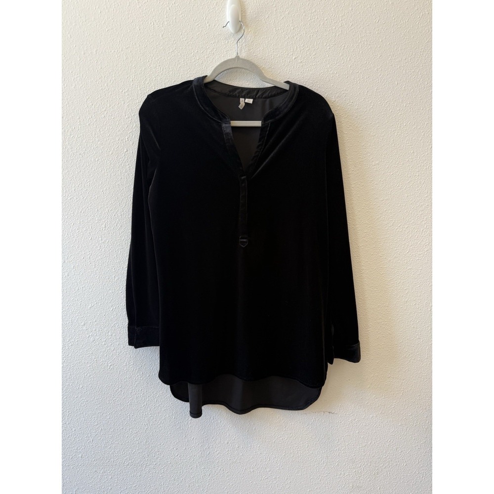 Cato Black Velvet Pullover Hi-Lo Tunic Side Slit Grunge Goth Size M